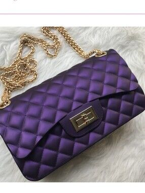 Quilted Jelly Handbag 7x4x2.5 NWT - Purple